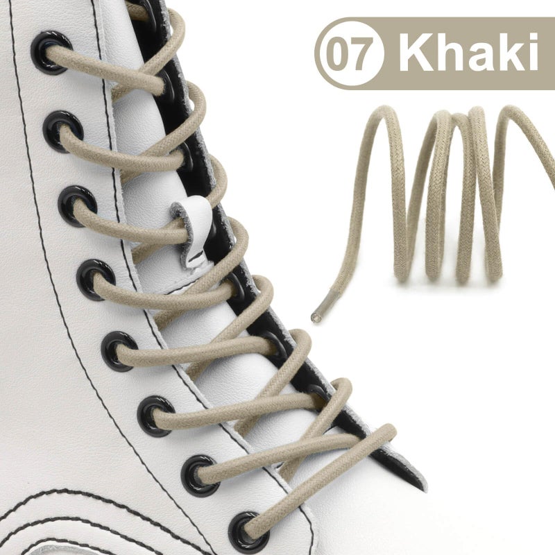 YFINE Waxed Round Shoe Laces: 2 Pairs 24 Inch Khaki Wax Oxford Shoelaces for Dress Shoes Boots - Image 3